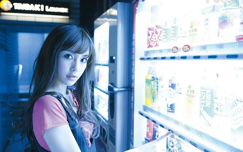 woman at a vending machine