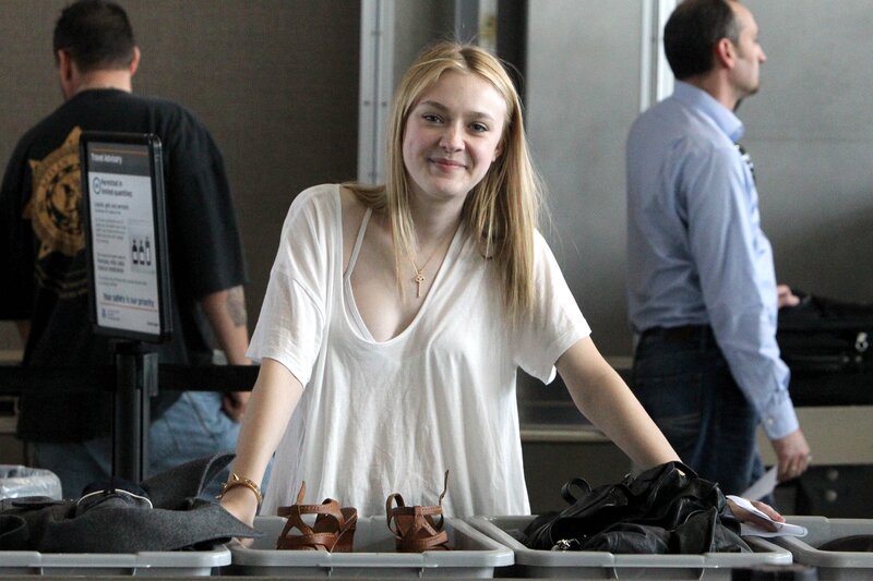 Woman at airport security