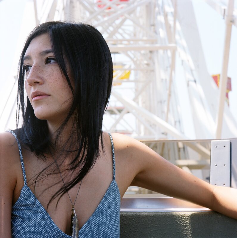 Woman at amusement park