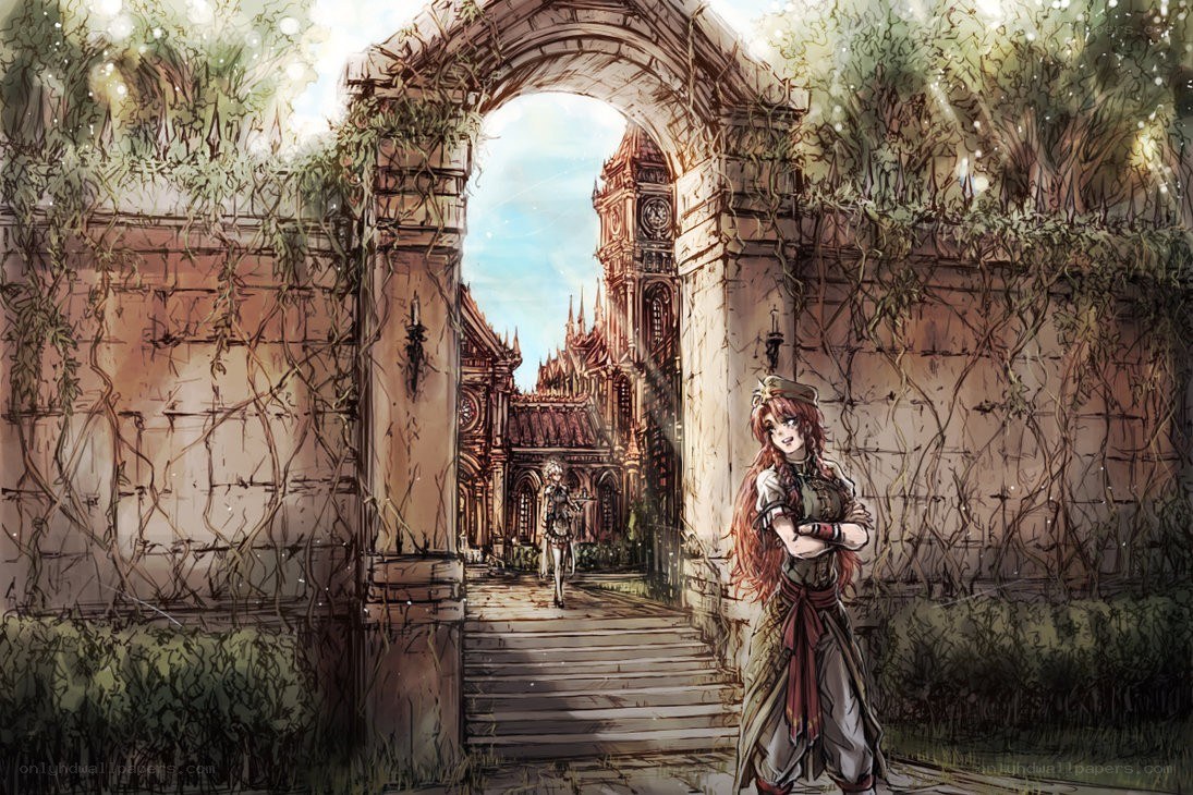 woman at ancient gate