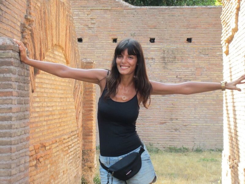Woman at ancient ruins