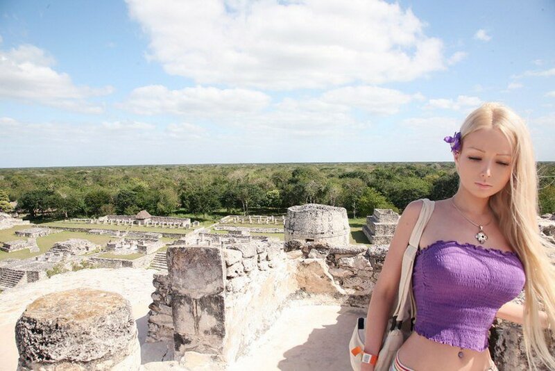 Woman at ancient ruins