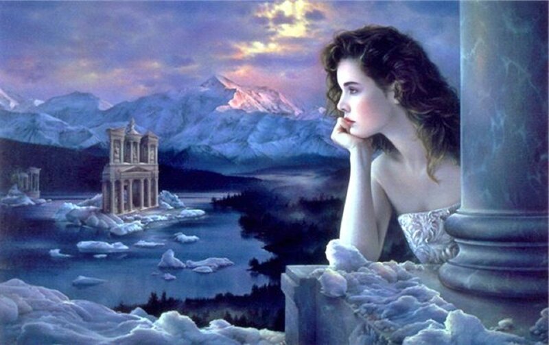 Woman at Balcony — Blue
