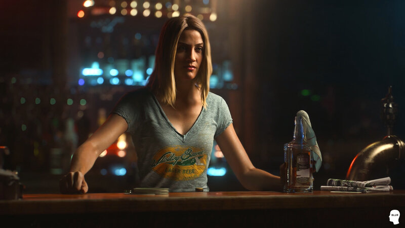 Woman at Bar Counter — Gray