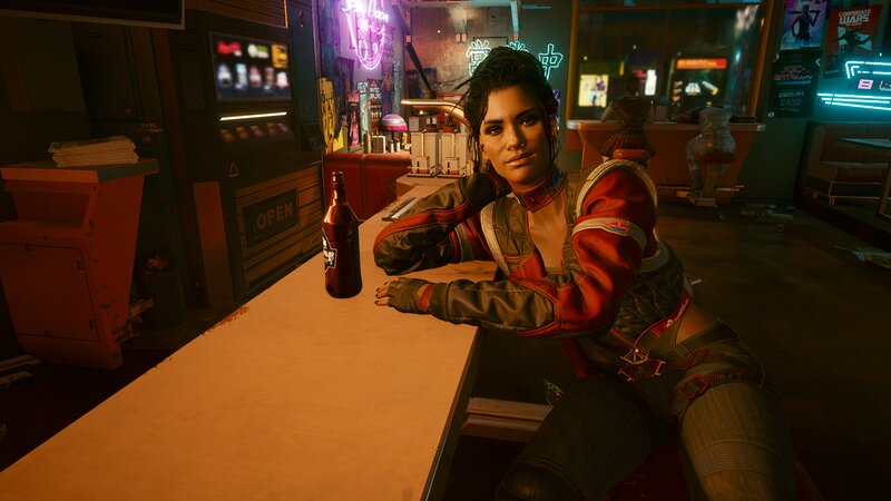 Woman at Bar Counter — Red