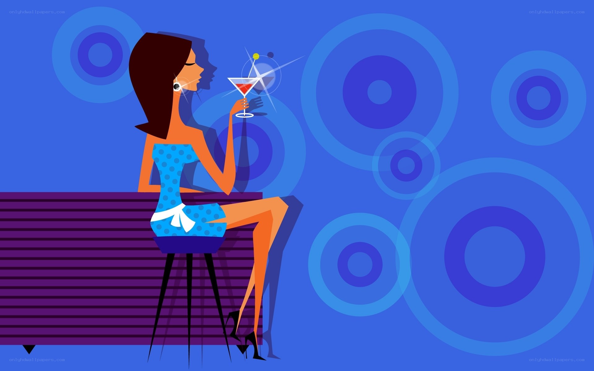 woman at bar with cocktail