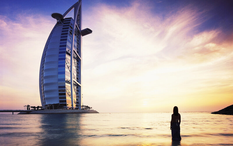 Woman at Beach — Blue, Serene, Sunset
