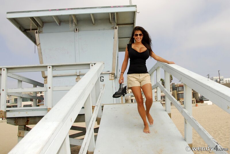 woman at beach lifeguard station