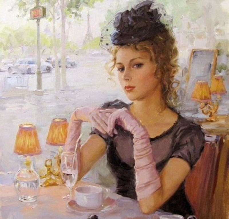 Woman at Cafe Table