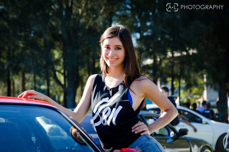 woman at car show