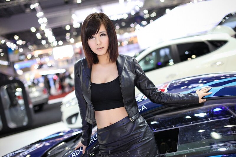 Woman at car show event