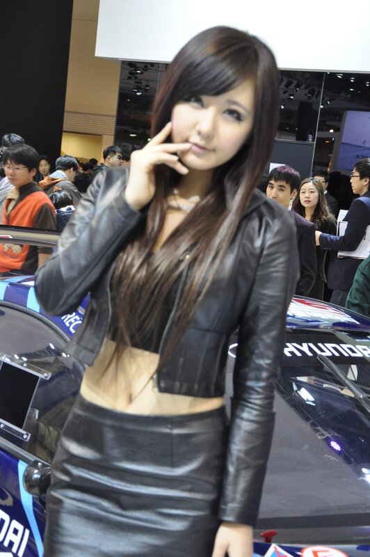 Woman at car show event