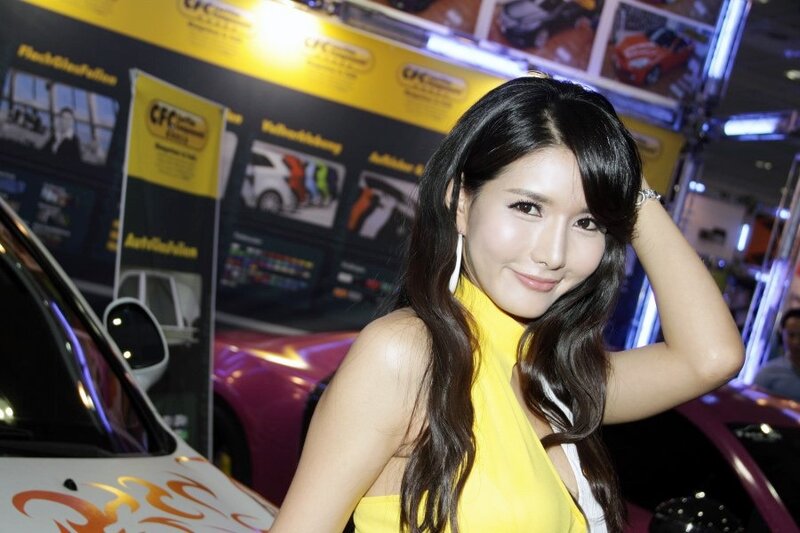 Woman at car show event