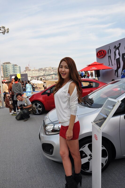 Woman at car show event