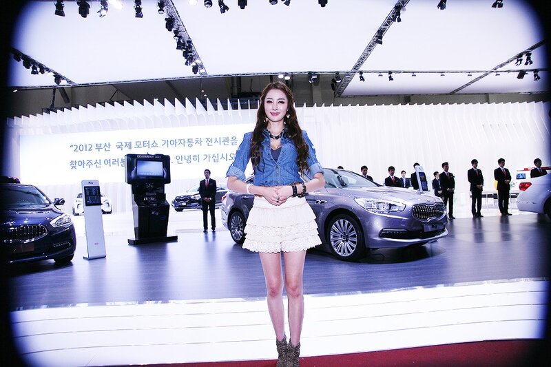 Woman at car show event