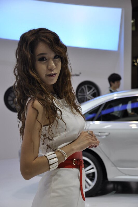 Woman at car show event