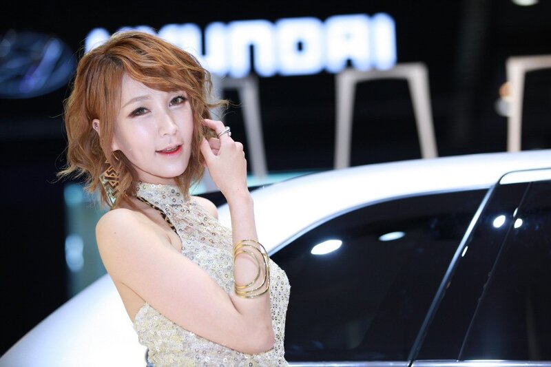 Woman at car show event