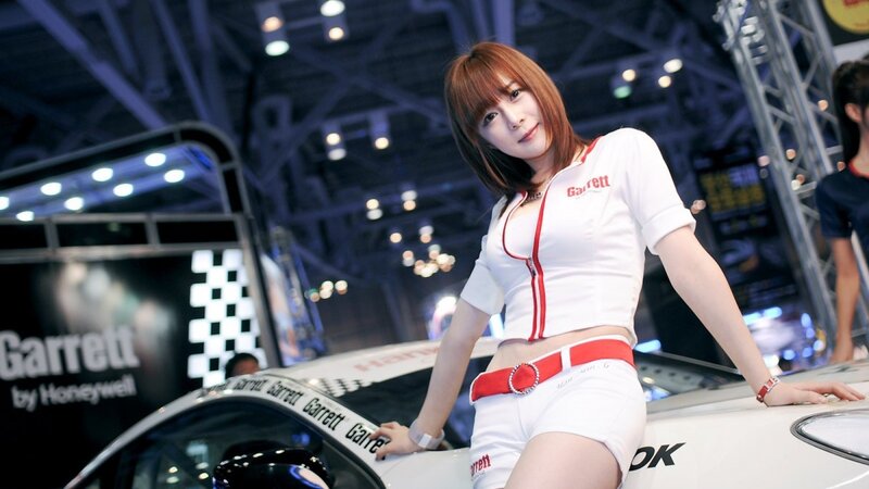 Woman at car show event