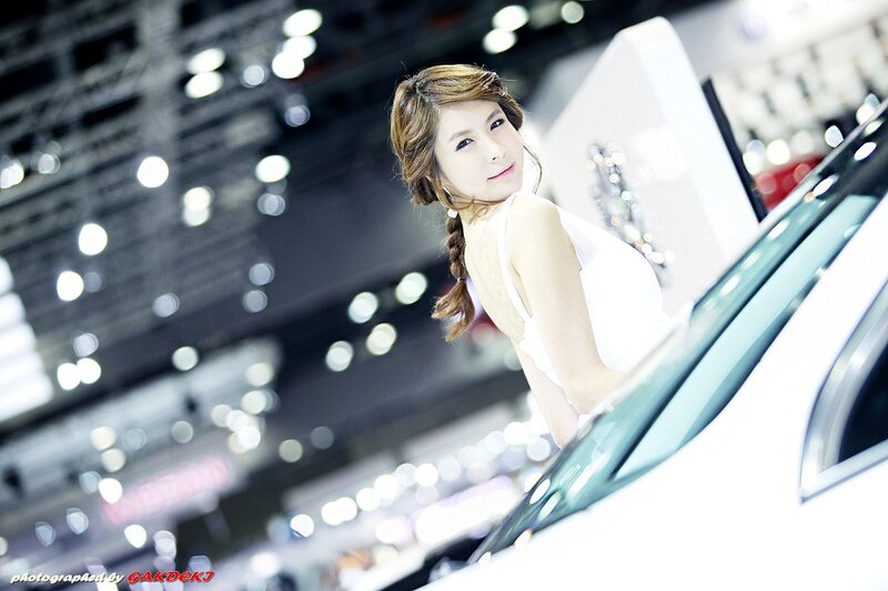 Woman at car show event