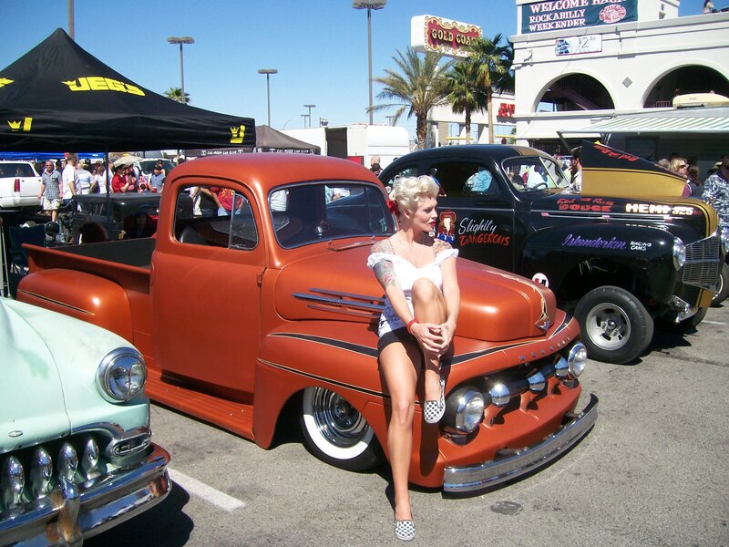 Woman at classic car show