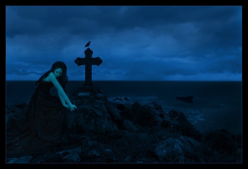 Woman at Coastal Cross