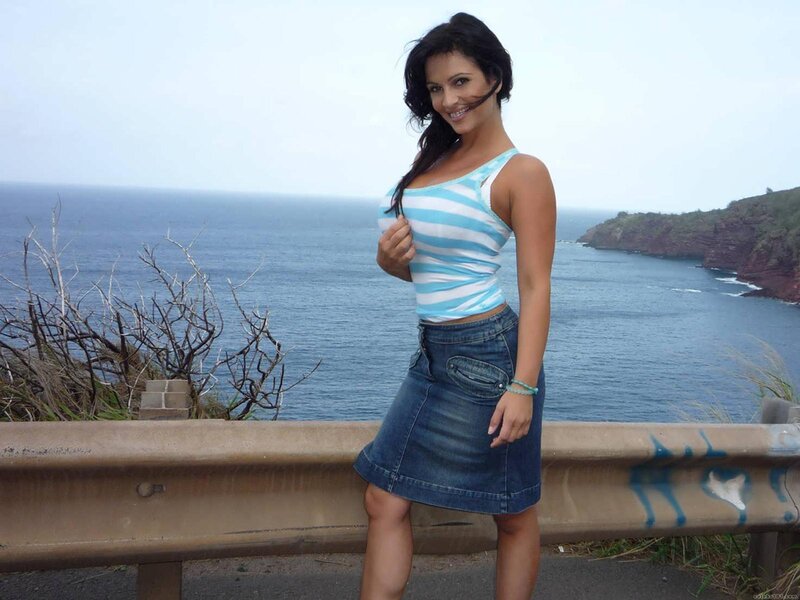 Woman at coastal overlook