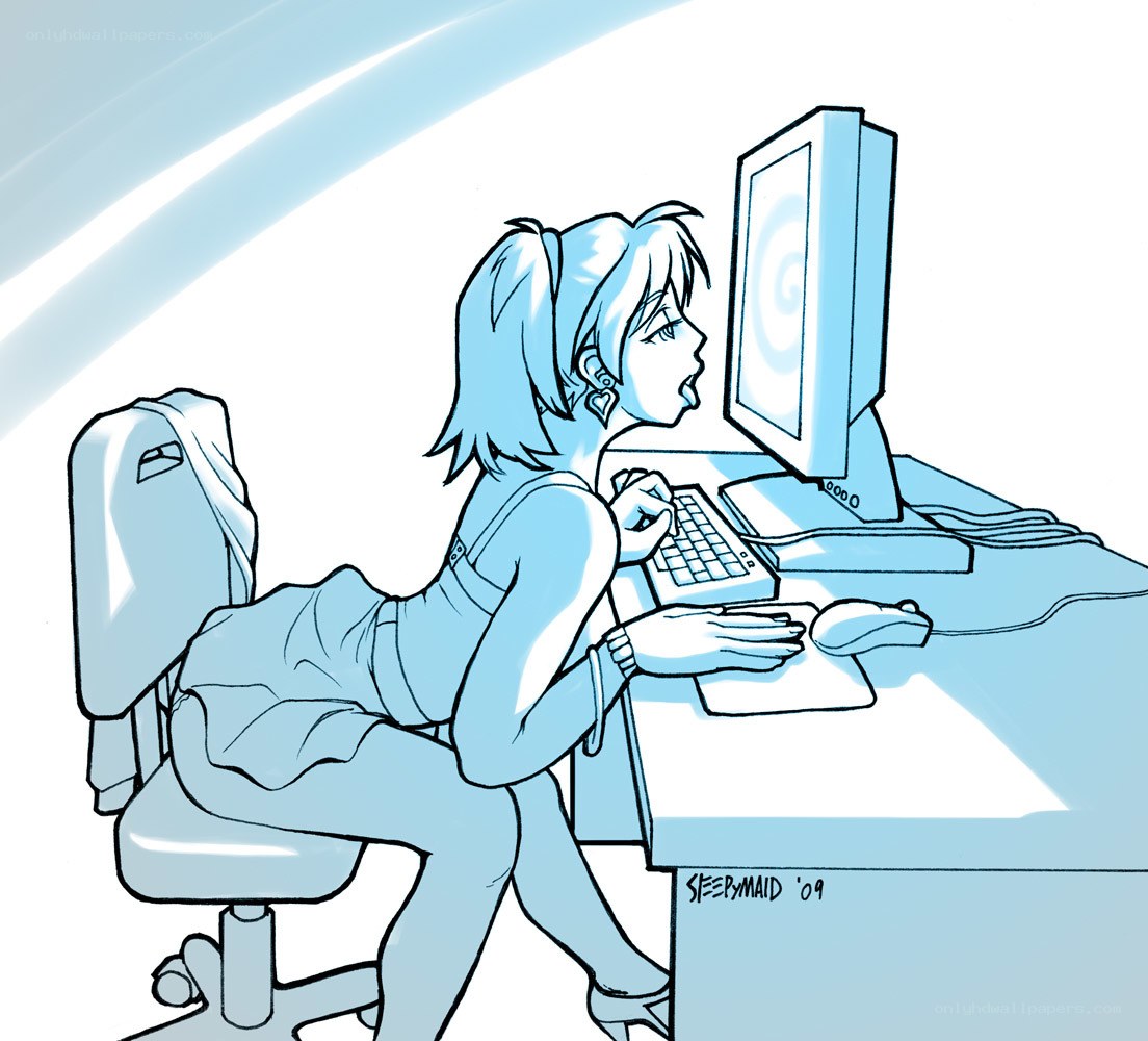 woman at computer desk