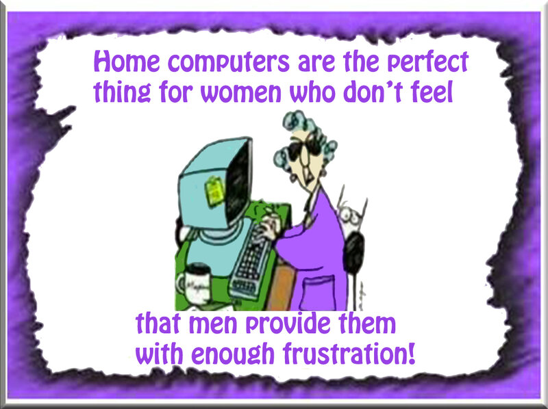 Woman at Computer — Purple