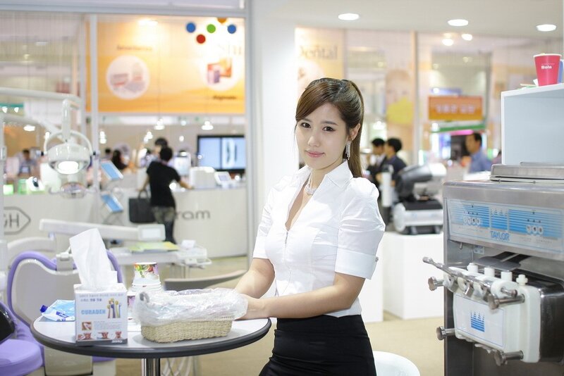 Woman at dental trade show
