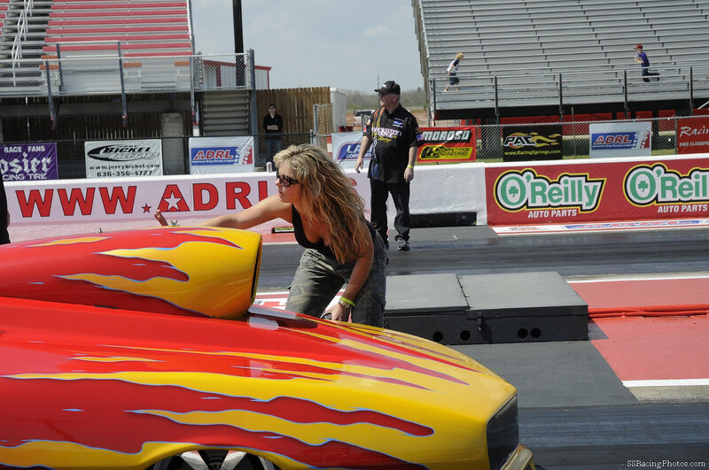 Woman at drag racing event