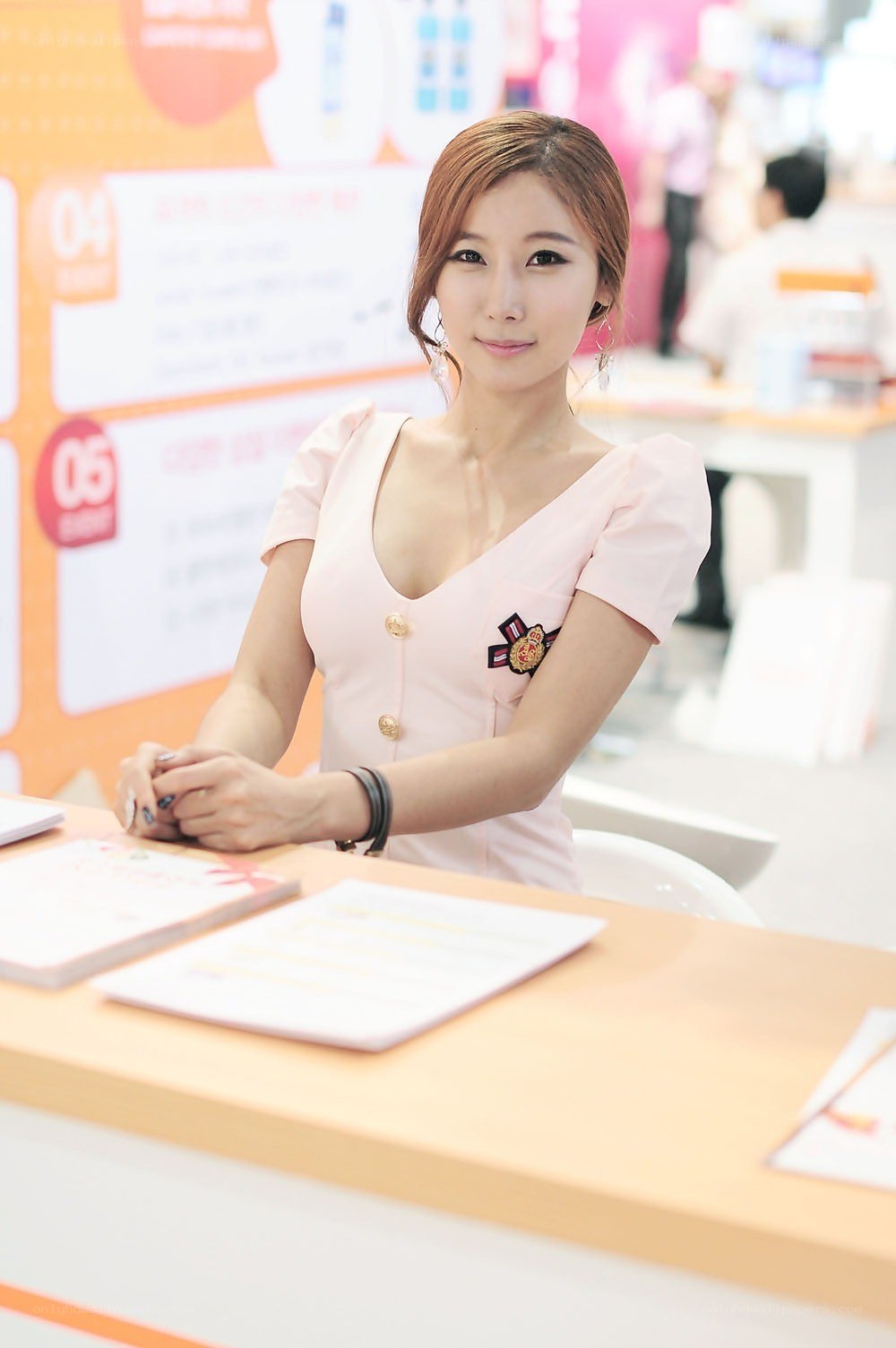 Woman at event booth