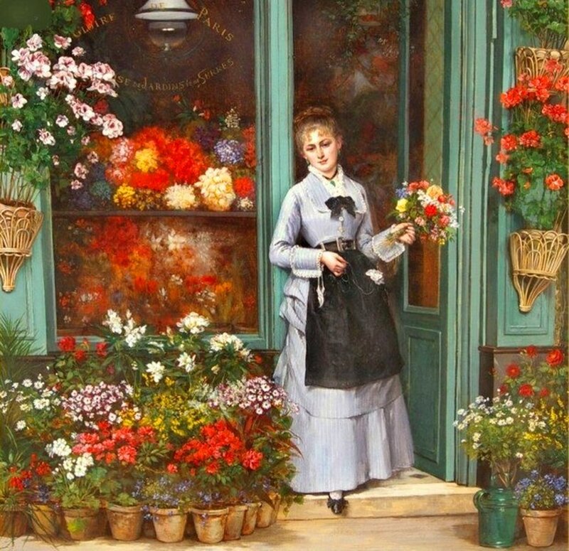 Woman at Flower Shop