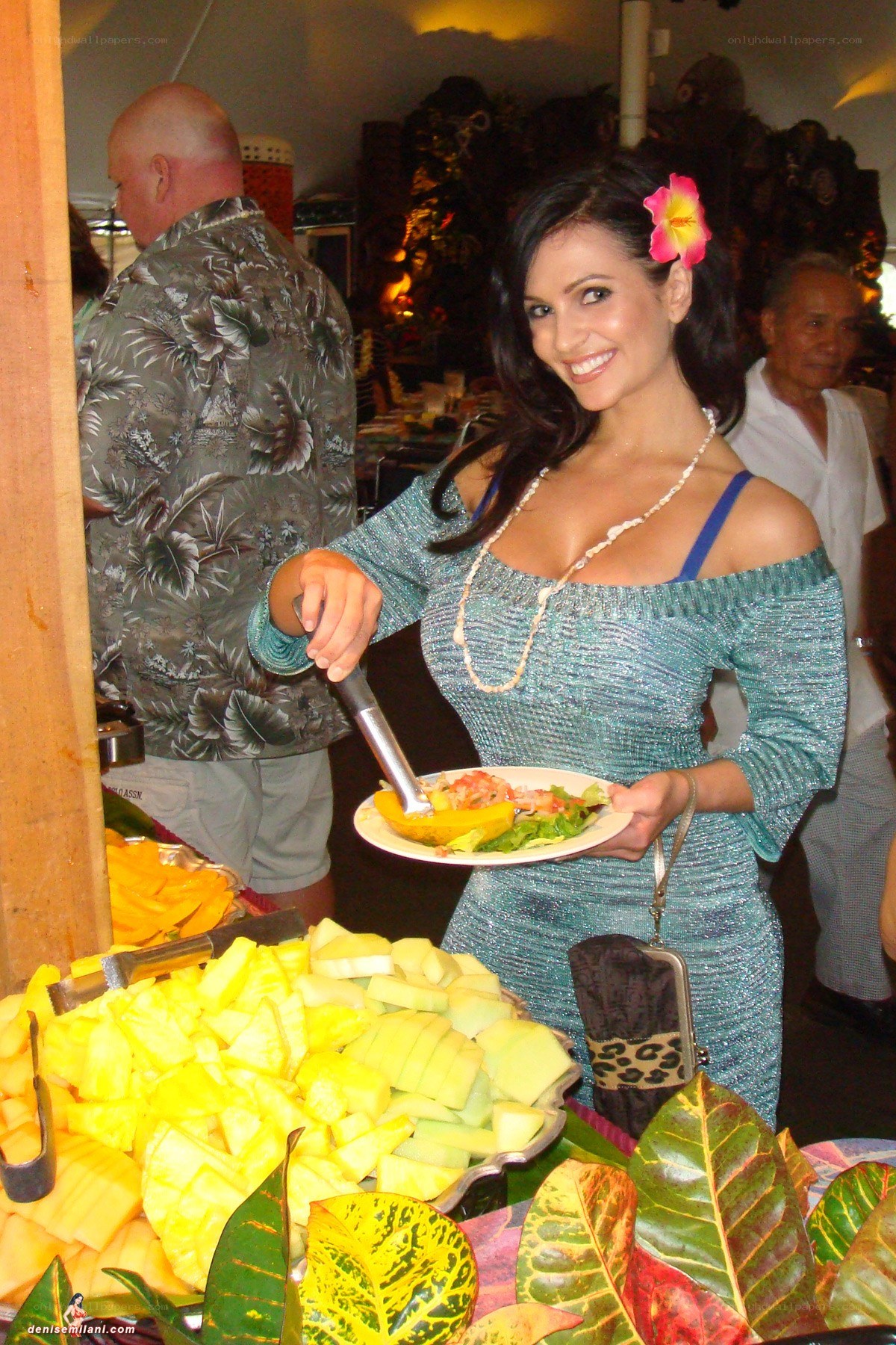 Woman at fruit buffet