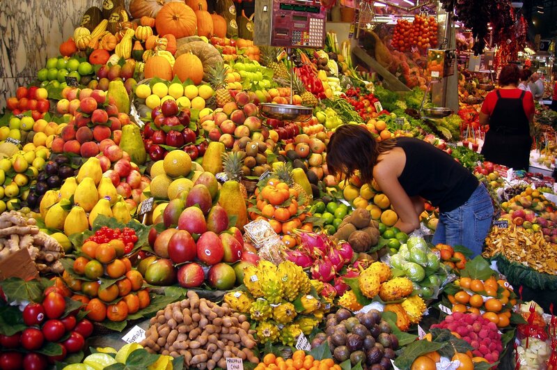 Woman at Fruit Market — Green