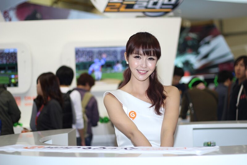 Woman at gaming event booth