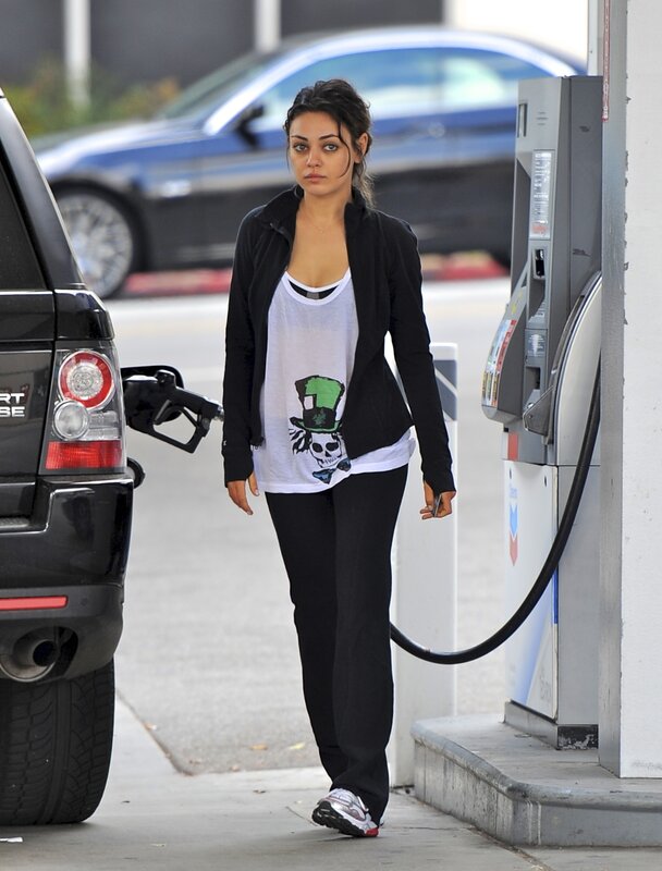 woman at gas station