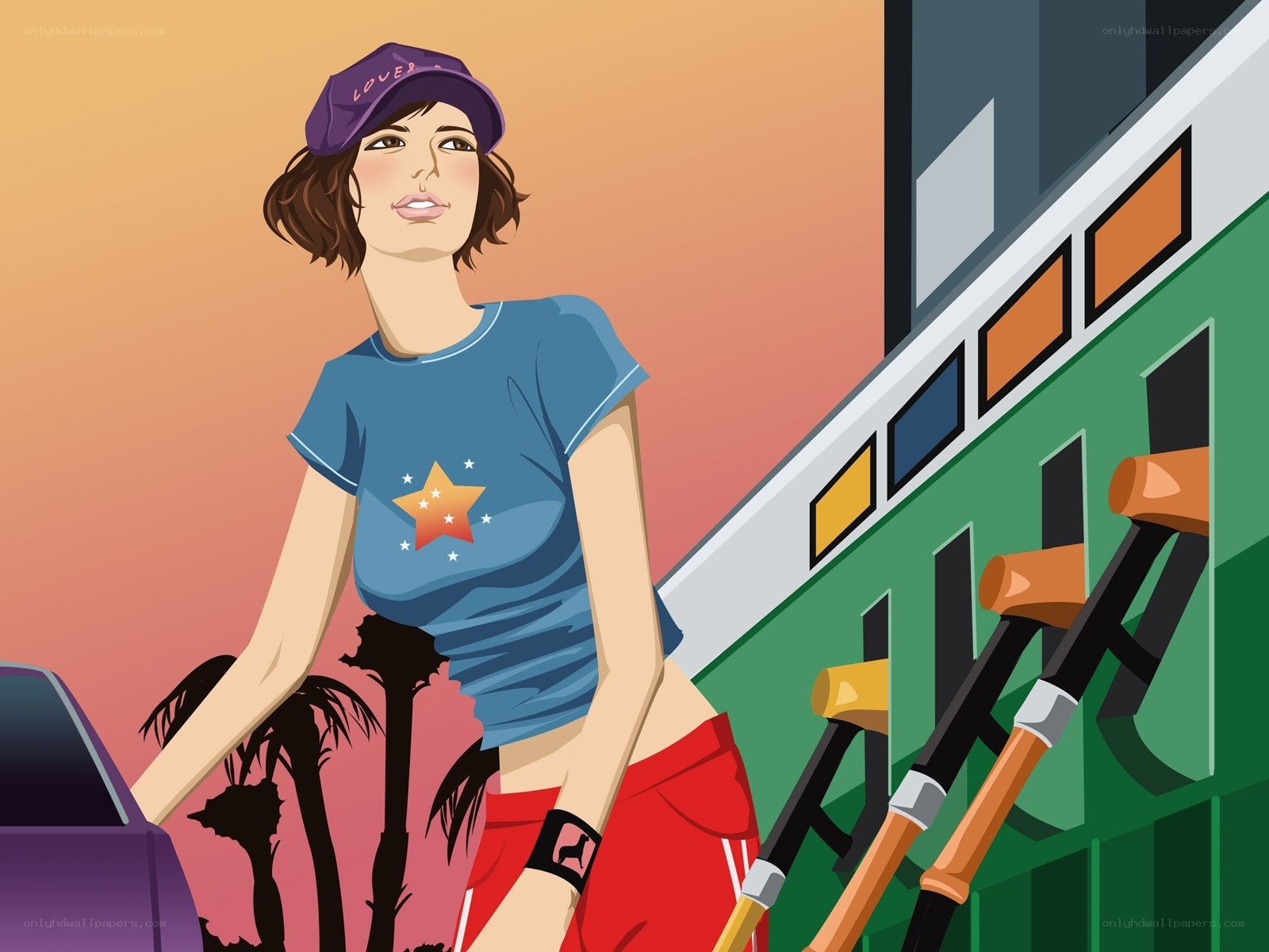 woman at gas station