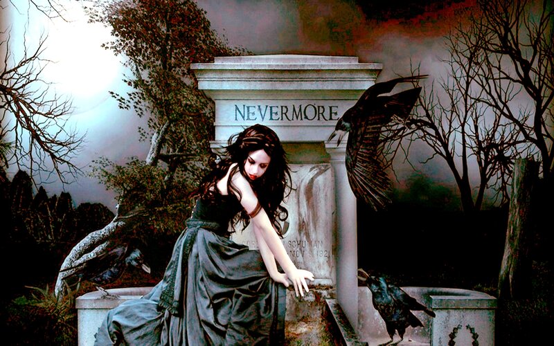 Woman at Gravestone — Gray