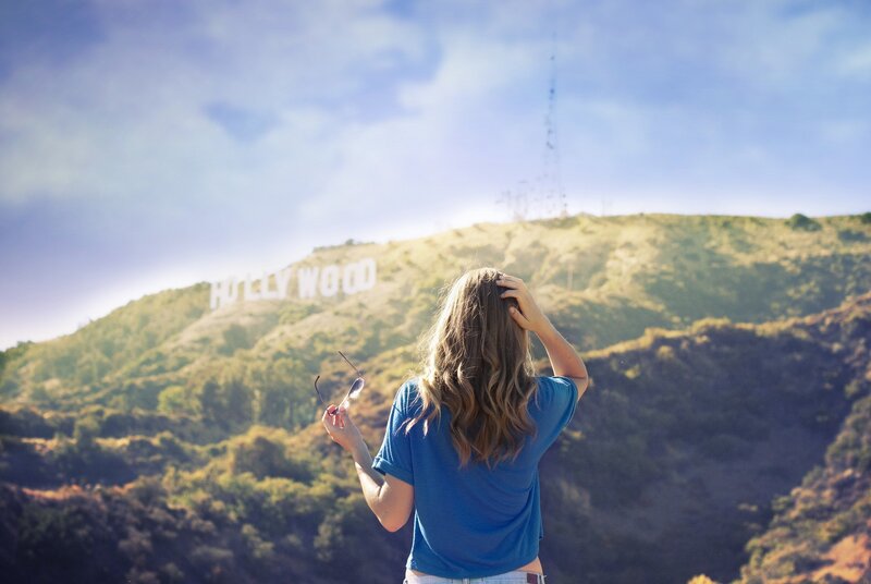 Woman at Hollywood Sign — Blue