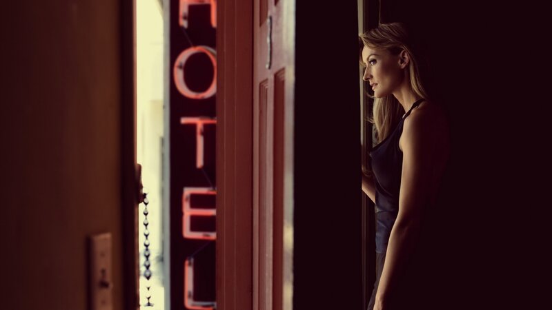 woman at hotel door