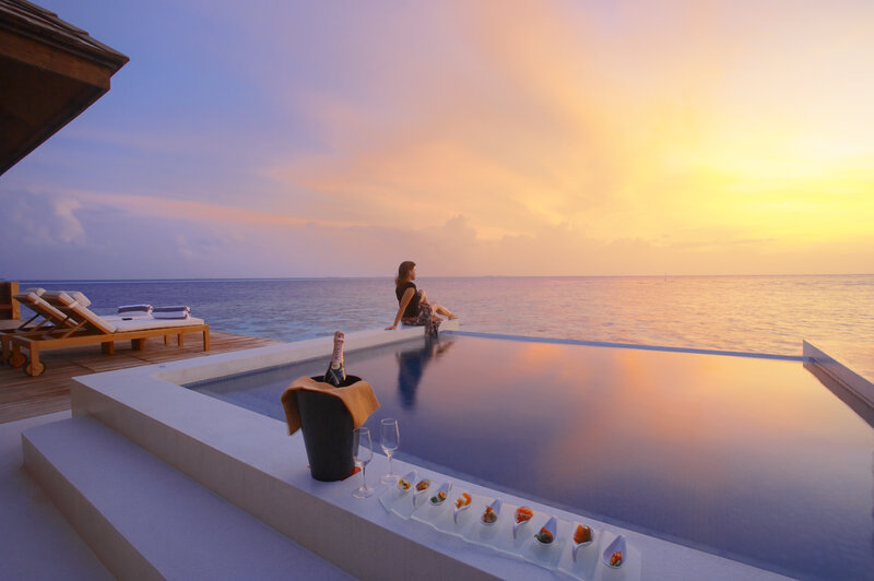 Woman at Infinity Pool — Blue
