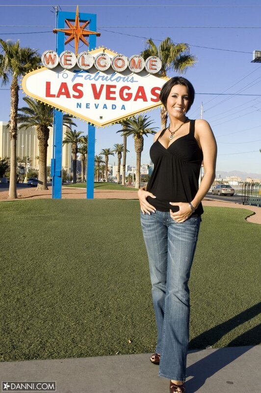 Woman at Las Vegas sign