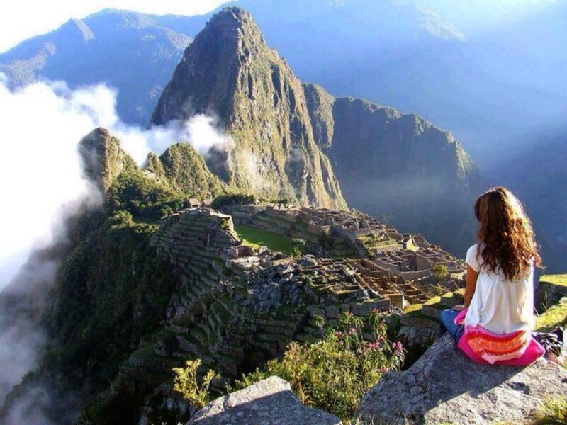 Woman at Machu Picchu — Green