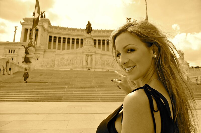 Woman at monument in Rome