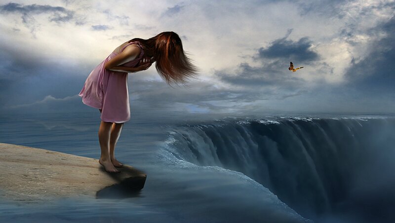 Woman at Ocean Cliff