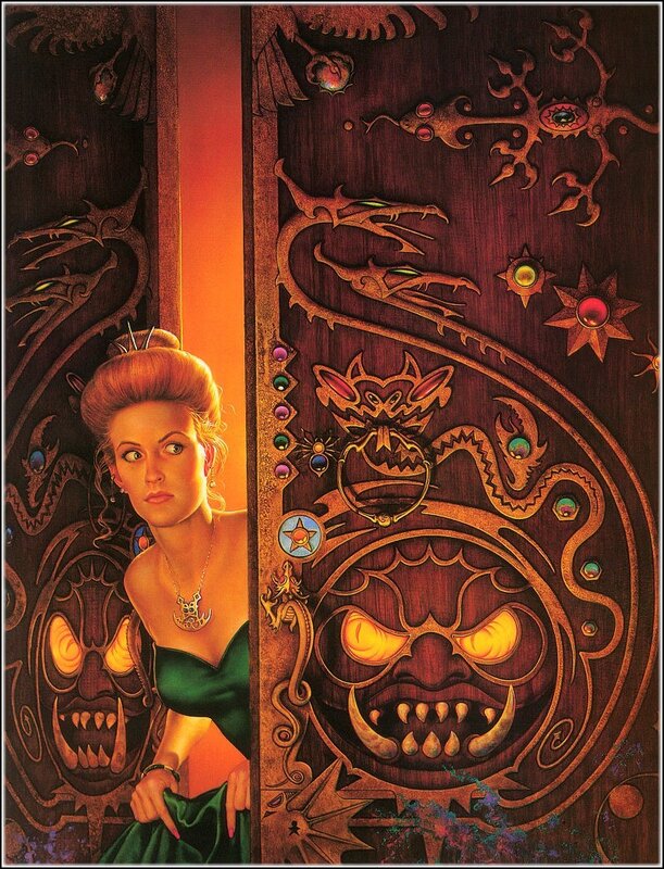 woman at ornate door
