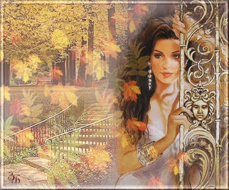Woman at Ornate Gate — Yellow