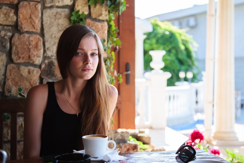 woman at outdoor cafe