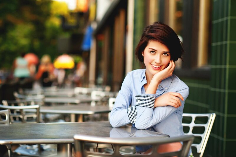 woman at outdoor cafe