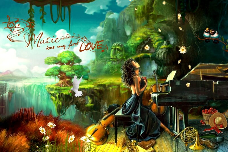 Woman at Piano in Forest
